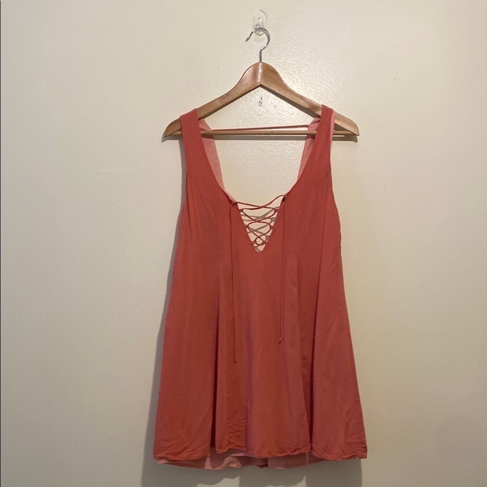 Tobi Coral Lace-Up mini dress.  Size S